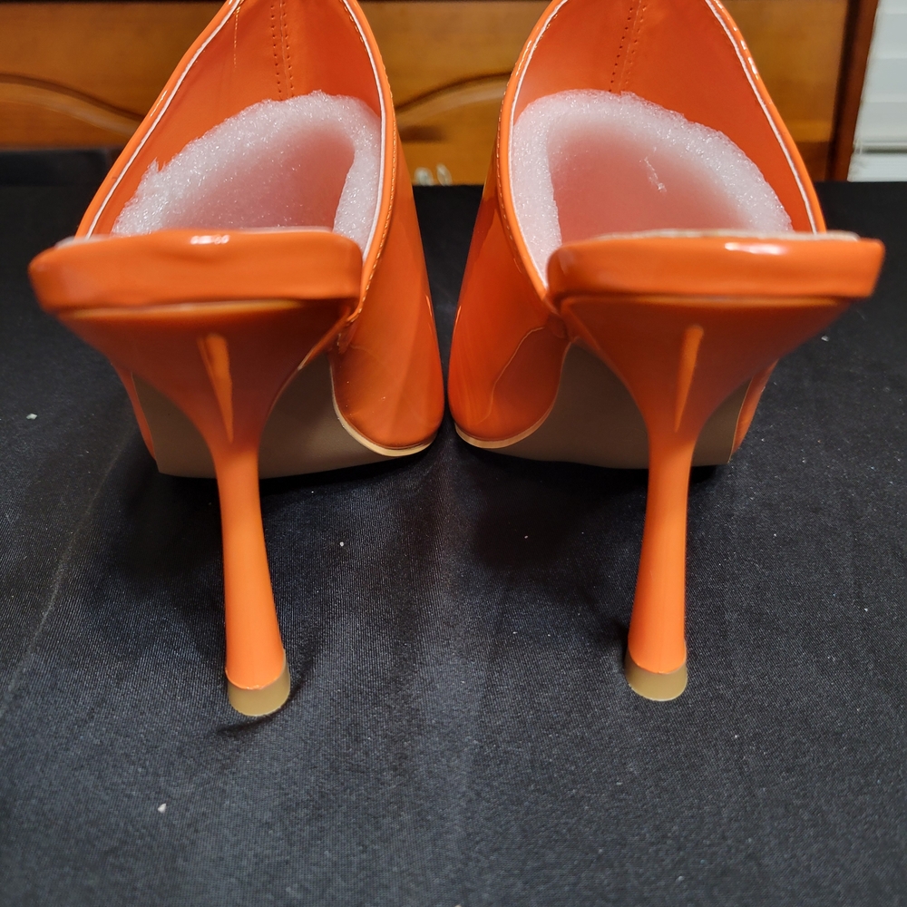 Cape Robbin Orange Patent High Heel Mule Sandals - Picture 3 of 5